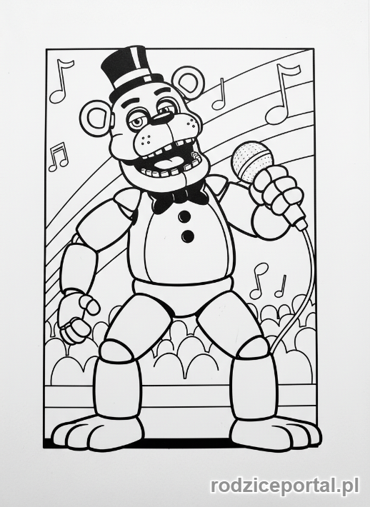 Kolorowanka Freddy Fazbear - Freddy Fazbear z mikrofonem