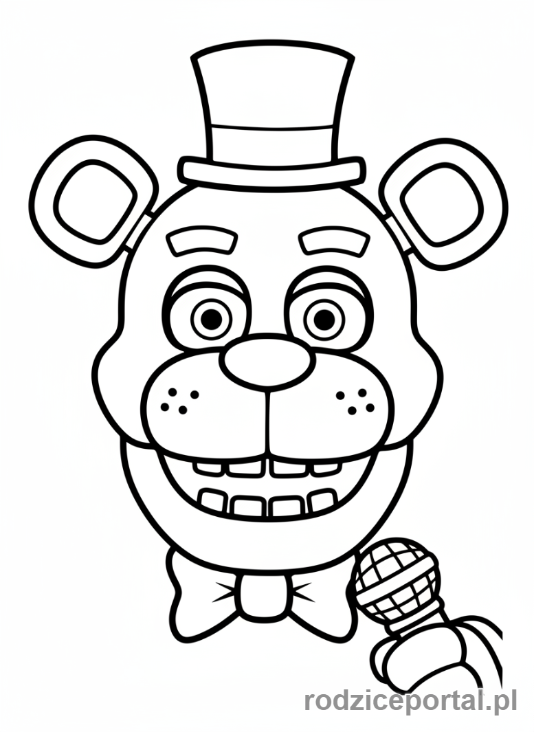 Kolorowanka Freddy Fazbear - Freddy Fazbear, zbliżenie na głowę