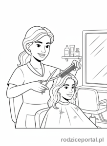 Kolorowanka Fryzjer - Fryzjer strzyże włosy