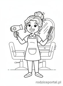Kolorowanka Fryzjer - Fryzjer z suszarką