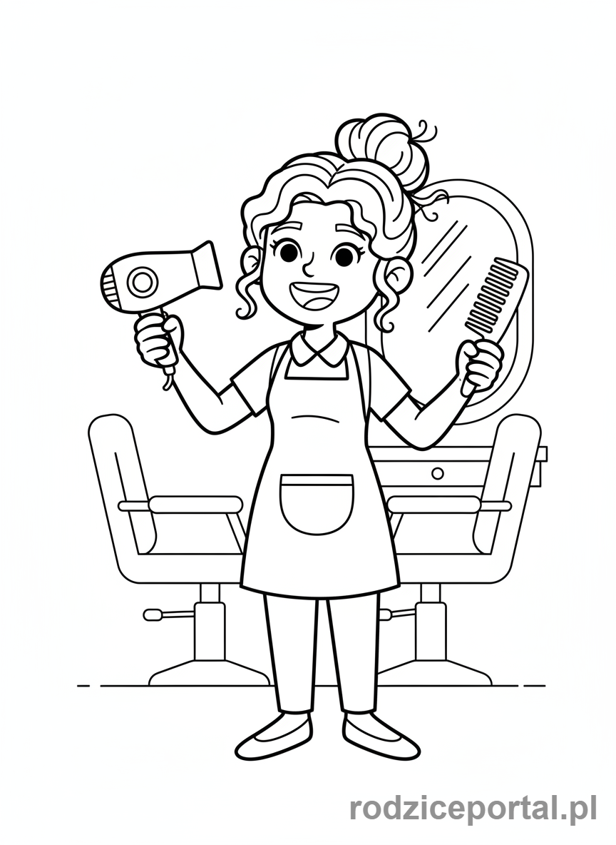Kolorowanka Fryzjer - Fryzjer z suszarką