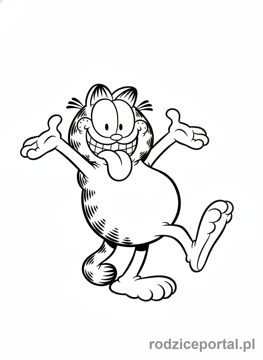 Kolorowanka Garfield - Garfield w zabawnej pozie