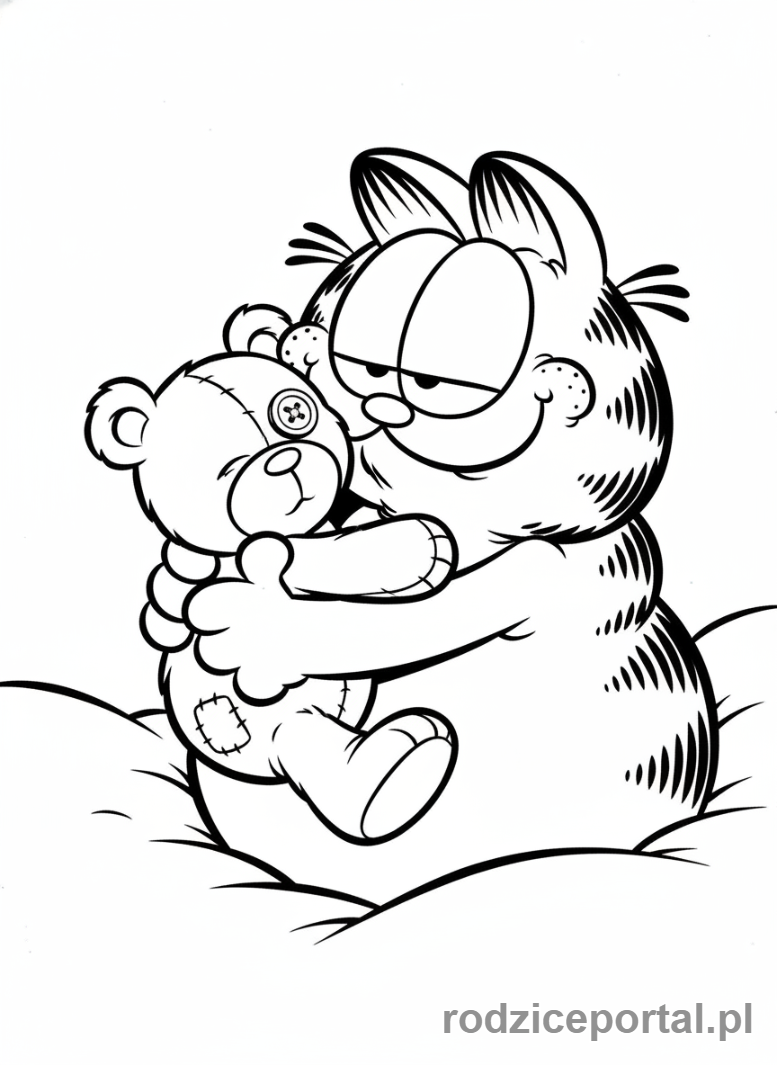 Kolorowanka Garfield - Garfield z Pookym