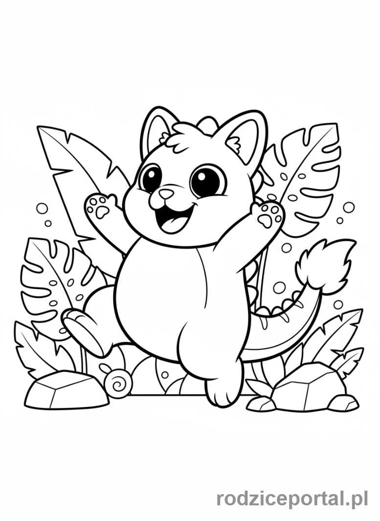 Kolorowanka Garten Of Banban - Kittysaurus bawi się