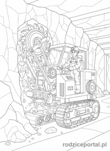 Kolorowanka Górnik - Górnik przy maszynie