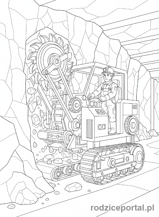 Kolorowanka Górnik - Górnik przy maszynie