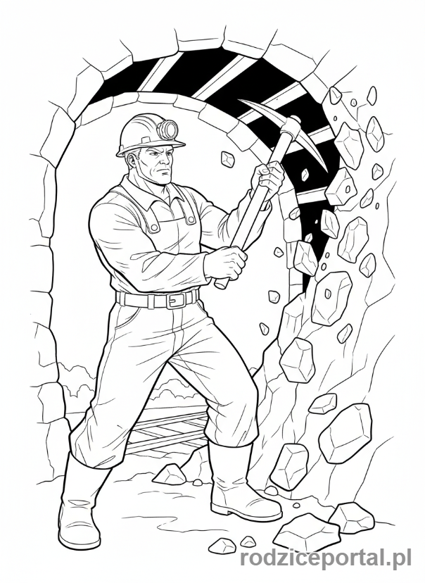 Kolorowanka Górnik - Górnik z kilofem