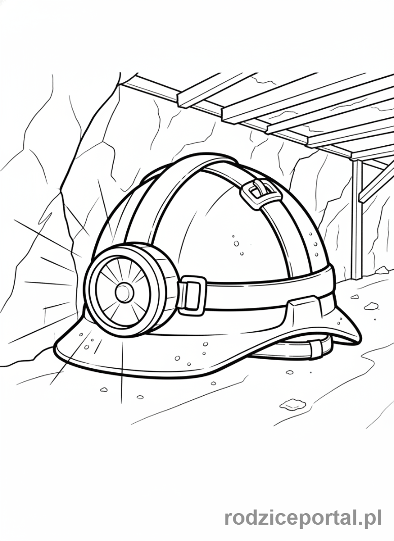 Kolorowanka Górnik - Kask górnika z lampą