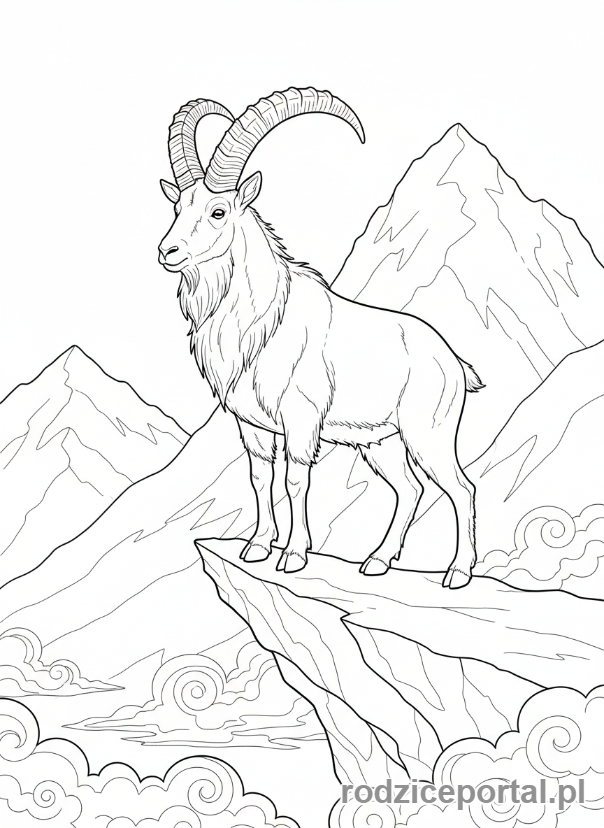 Kolorowanka Góry Zadania - Kozica na skale