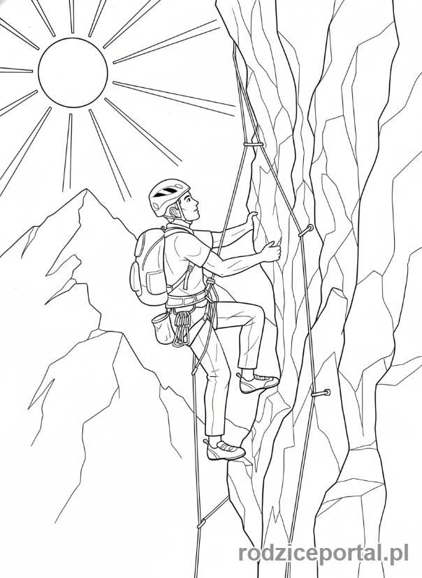 Kolorowanka Góry Zadania - Wspinacz na skale