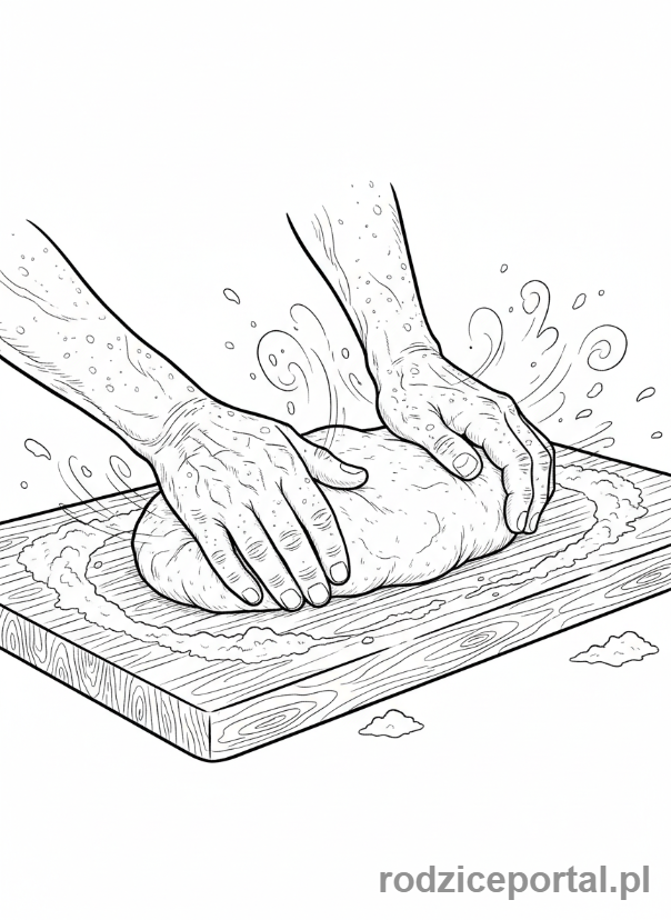 Kolorowanka Gotowanie - Babcia zagniata ciasto