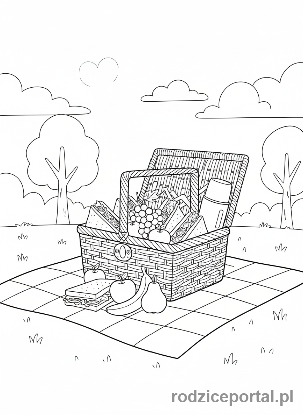 Kolorowanka Gotowanie - Kosz piknikowy