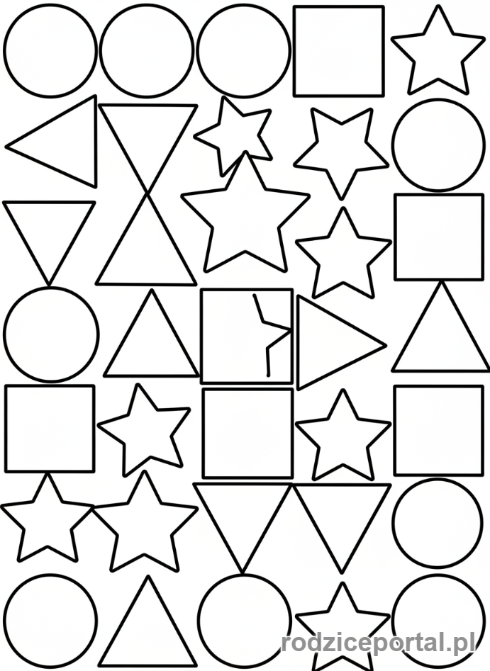 Kolorowanka Grafomotoryka - Kształty geometryczne do kolorowania