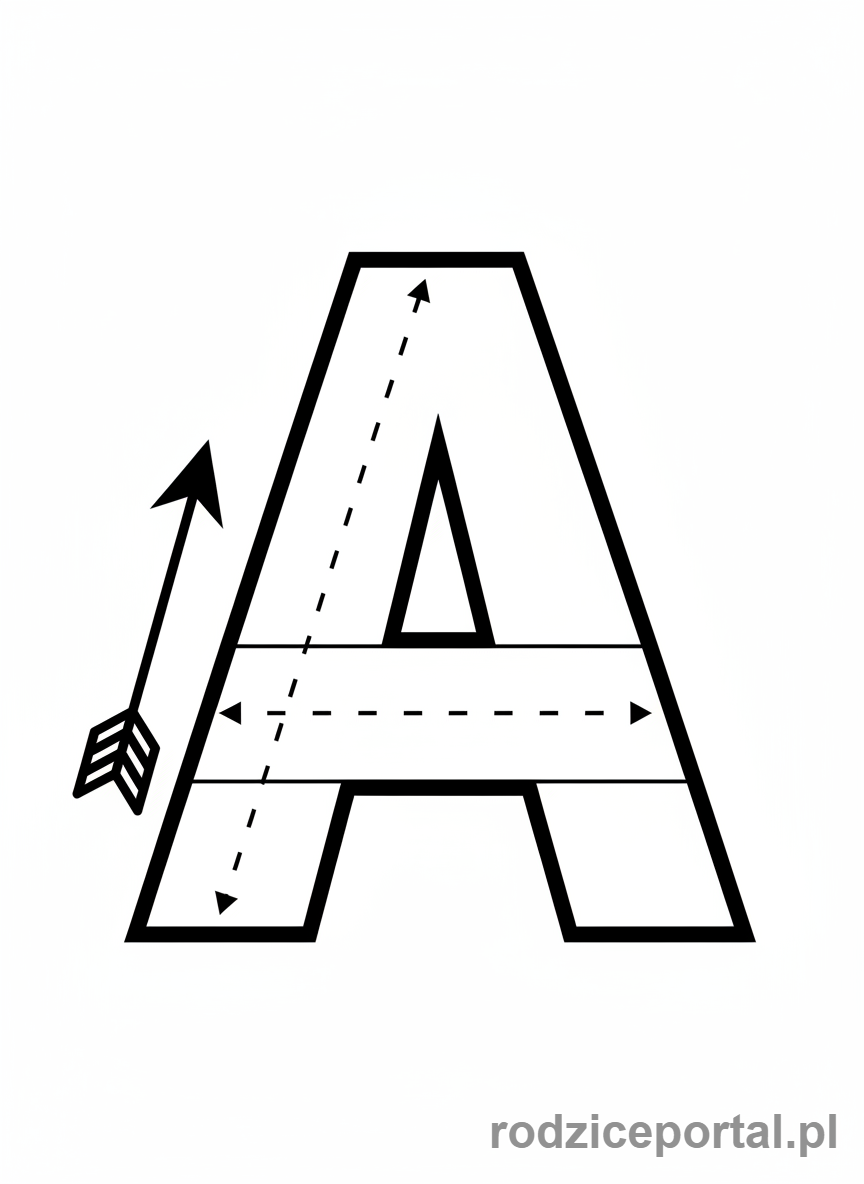 Kolorowanka Grafomotoryka - Śledzenie litery A