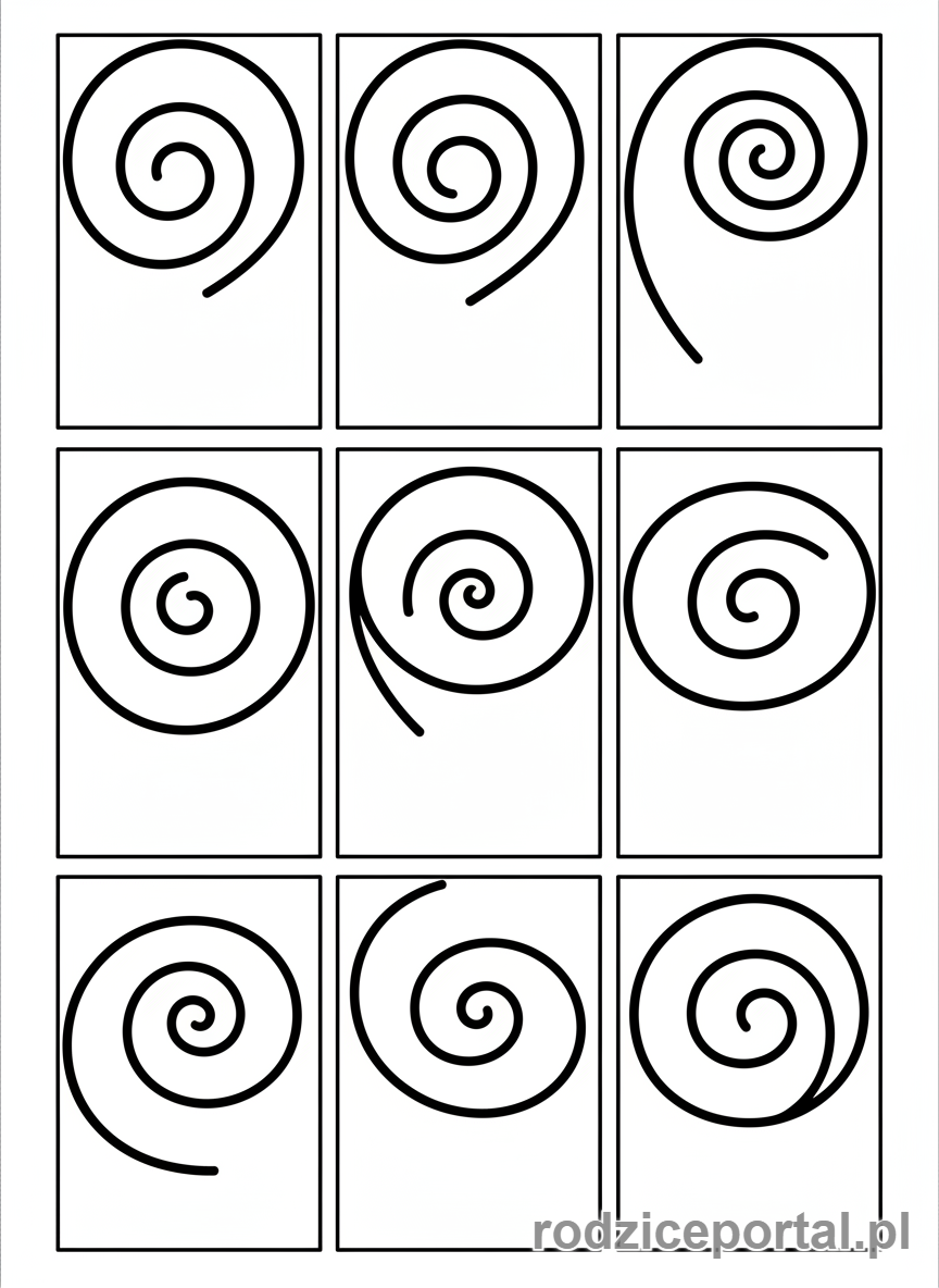 Kolorowanka Grafomotoryka - Szlaczki - spirale