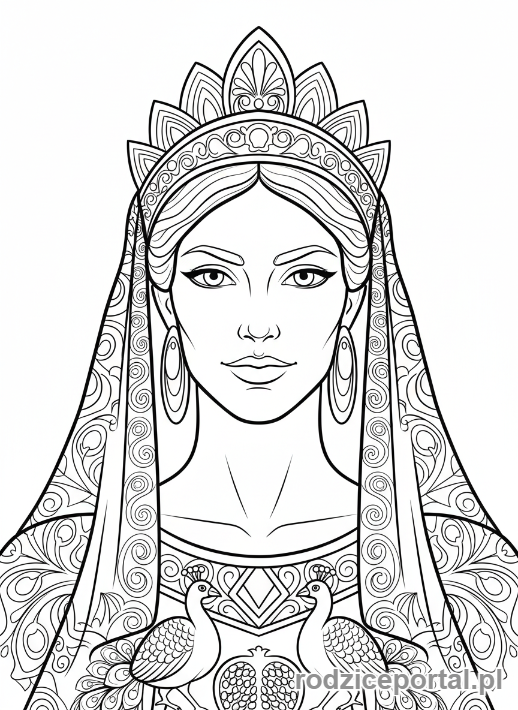 Kolorowanka Grecka Mitologia - Hera królowa bogów portret