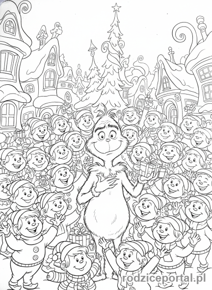Kolorowanka Grinch - Grinch wśród Whosów