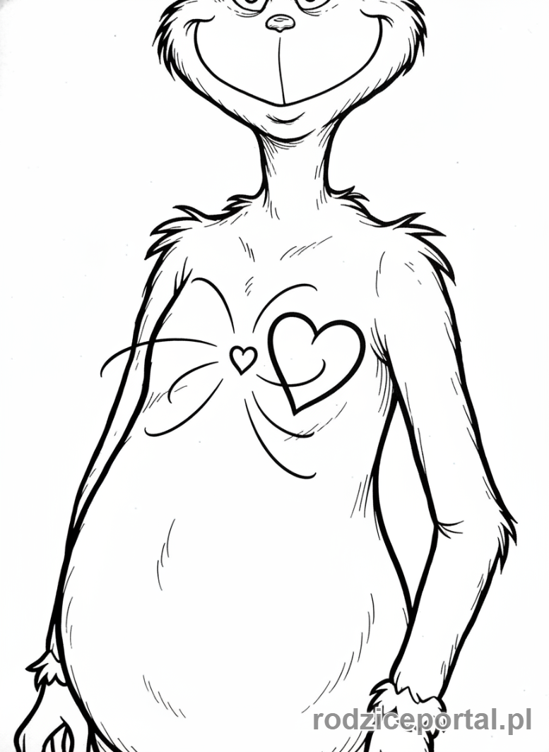 Kolorowanka Grinch - Rosnące serce Grincha