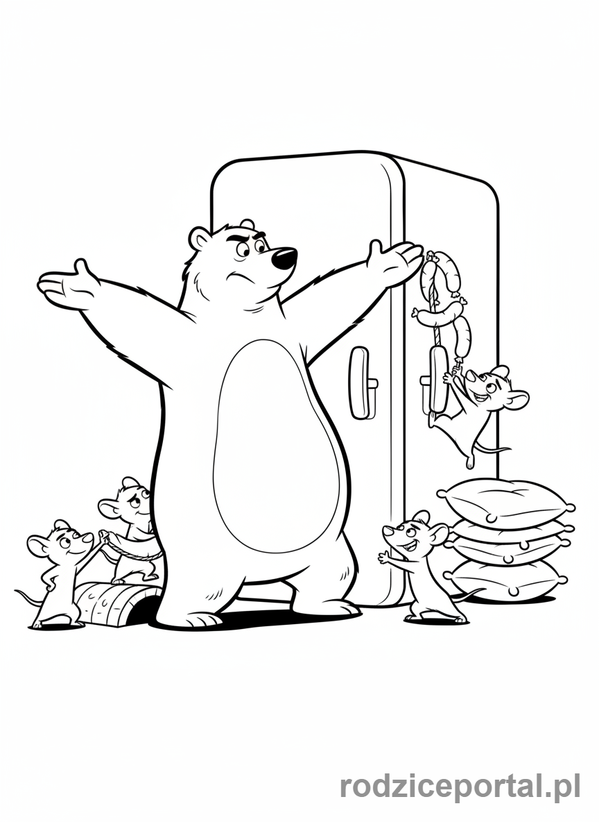 Kolorowanka Grizzy I Lemingi - Grizzy i Lemingi przy lodówce