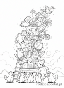 Kolorowanka Grizzy I Lemingi - Lemingi budują wieżę