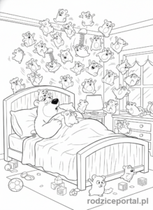 Kolorowanka Grizzy I Lemingi - Lemingi budzą Grizzy'ego