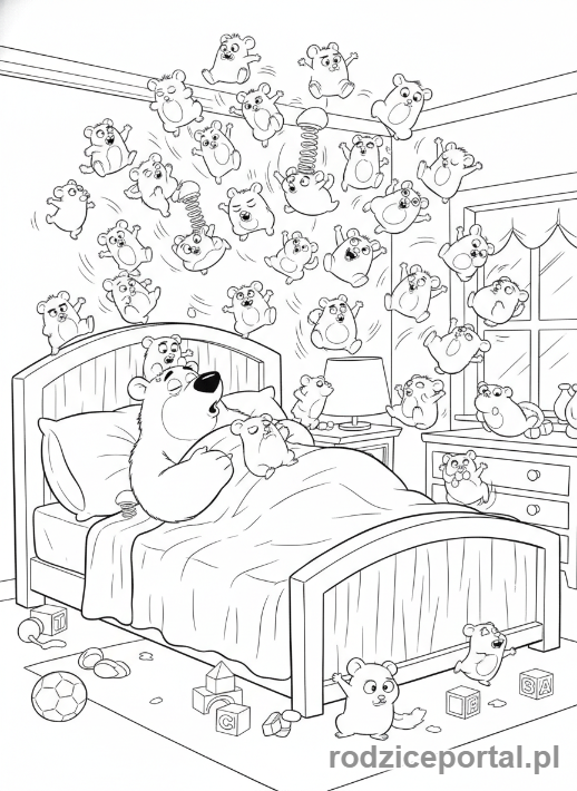 Kolorowanka Grizzy I Lemingi - Lemingi budzą Grizzy'ego