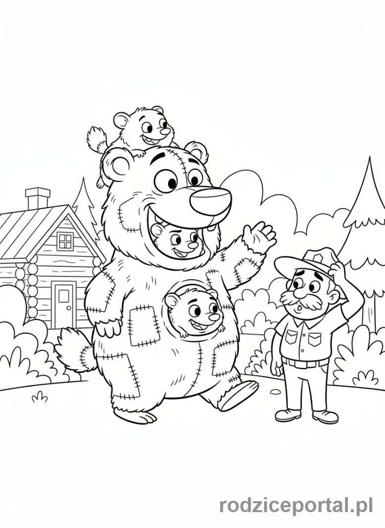 Kolorowanka Grizzy I Lemingi - Lemingi przebierają się za Grizzy'ego