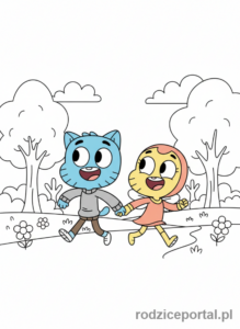 Kolorowanka Gumball - Gumball i Penny razem