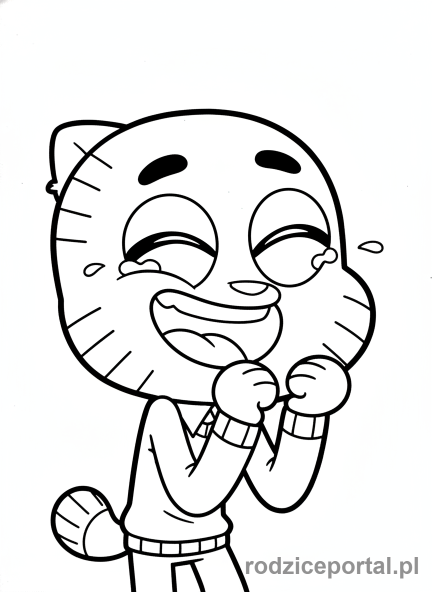 Kolorowanka Gumball - Gumball śmieje się