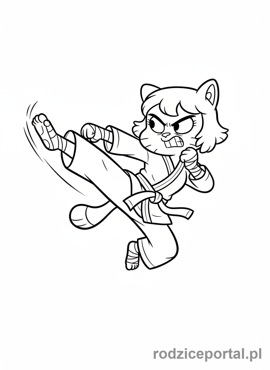 Kolorowanka Gumball - Nicole ćwiczy karate