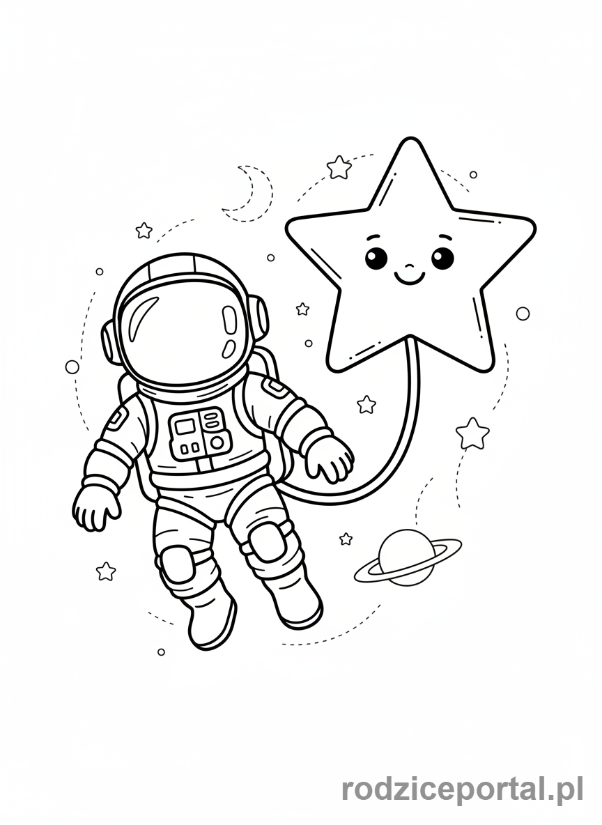 Kolorowanka Gwiazda - Astronauta i gwiazda