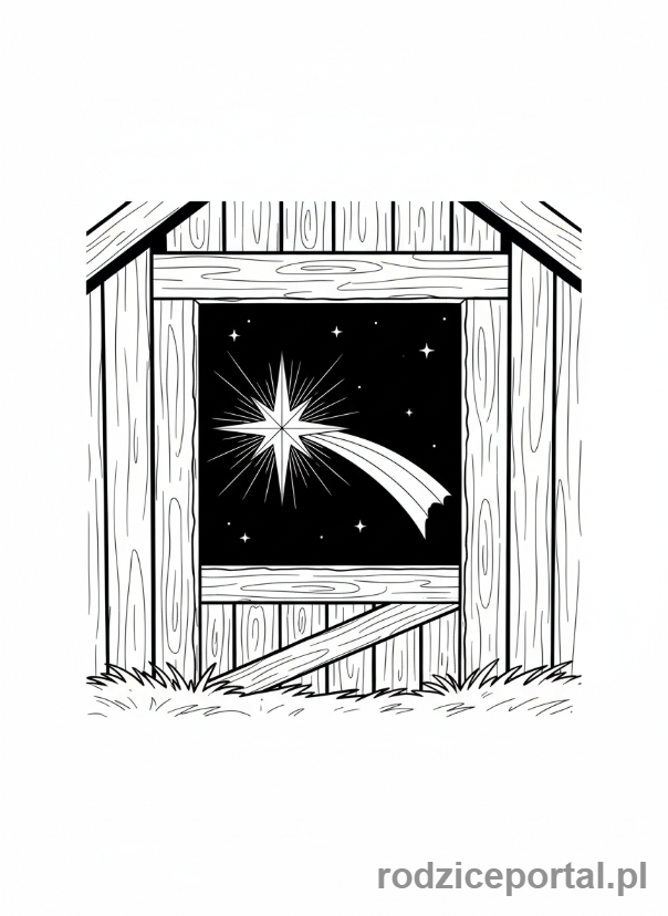 Kolorowanka Gwiazda Betlejemska - Stajenka z Gwiazdą w tle