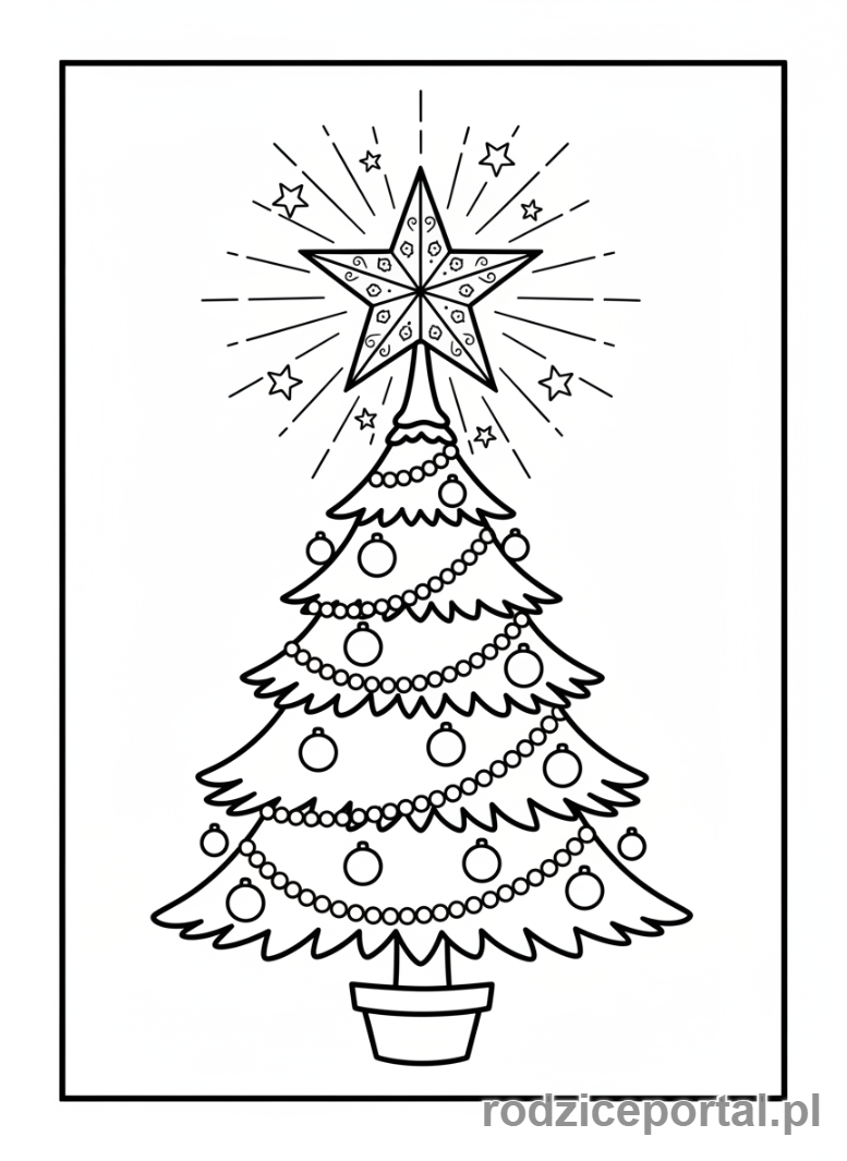 Kolorowanka Gwiazda - Gwiazda na choince