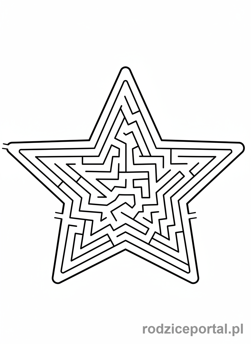 Kolorowanka Gwiazda - Labirynt w ksztalcie gwiazdy