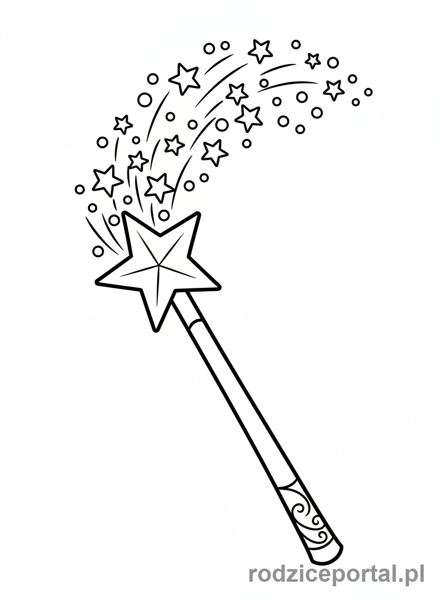 Kolorowanka Gwiazda - Magiczna rozdzka z gwiazda