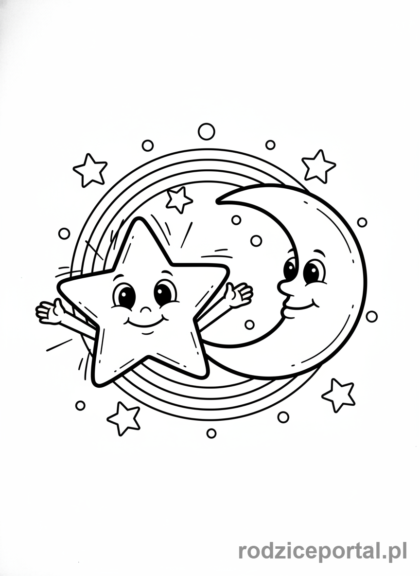 Kolorowanka Gwiazdki - Gwiazdka i księżyc
