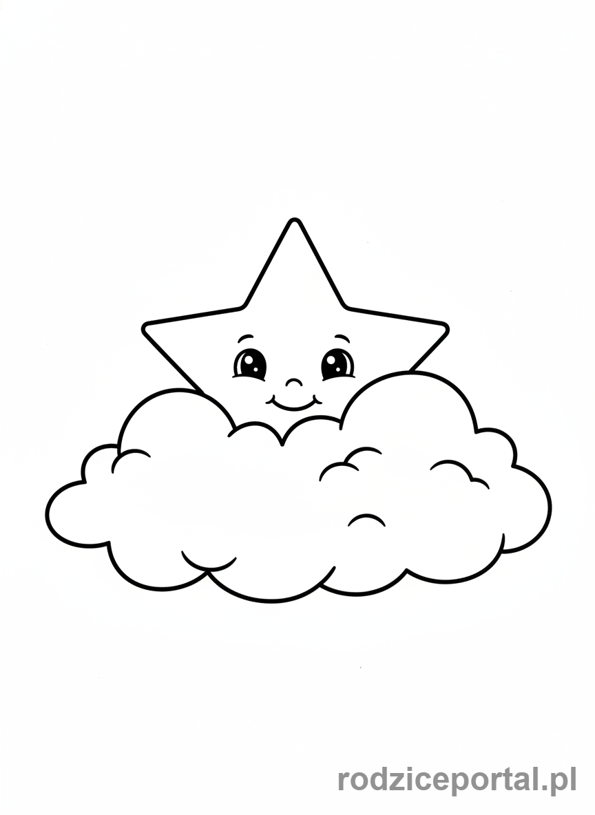 Kolorowanka Gwiazdki - Gwiazdka wśród chmur