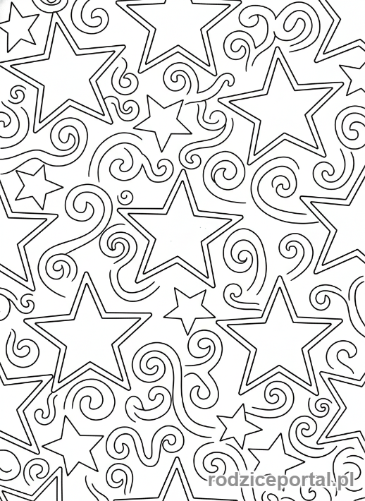 Kolorowanka Gwiazdki - Gwiazdki i zawijasy