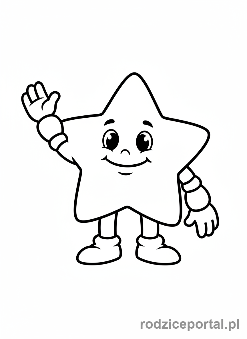 Kolorowanka Gwiazdki - Machająca gwiazdka