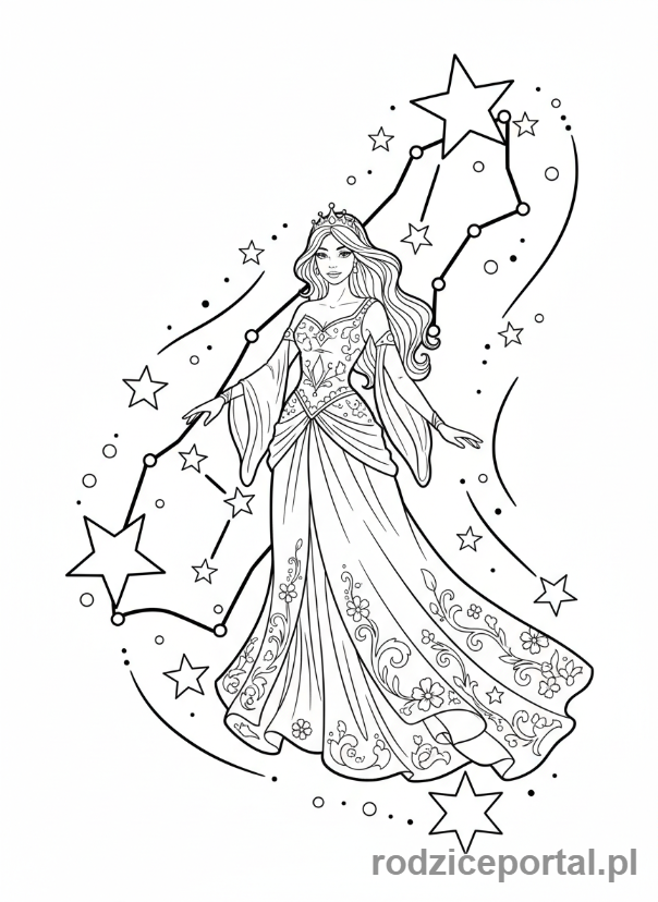 Kolorowanka Gwiazdozbiory - Andromeda Konstelacja