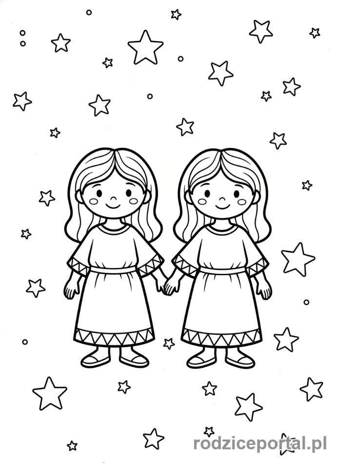 Kolorowanka Gwiazdozbiory - Bliznieta Gwiazdy