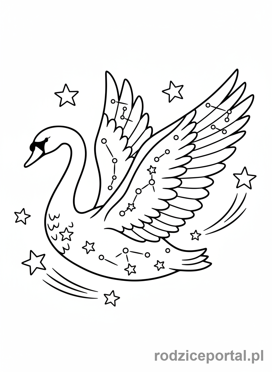 Kolorowanka Gwiazdozbiory - Labedz Gwiazdozbior