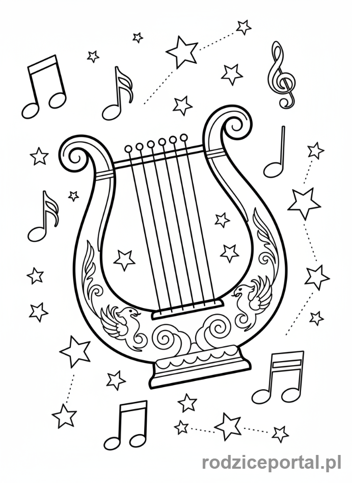 Kolorowanka Gwiazdozbiory - Lira Konstelacja