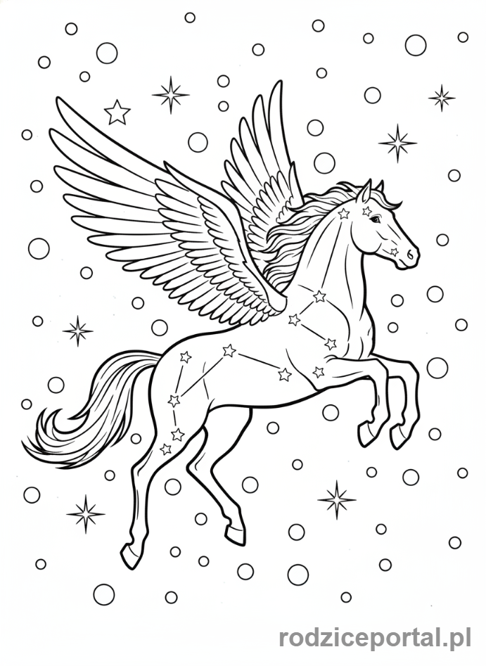 Kolorowanka Gwiazdozbiory - Pegaz Gwiazdy