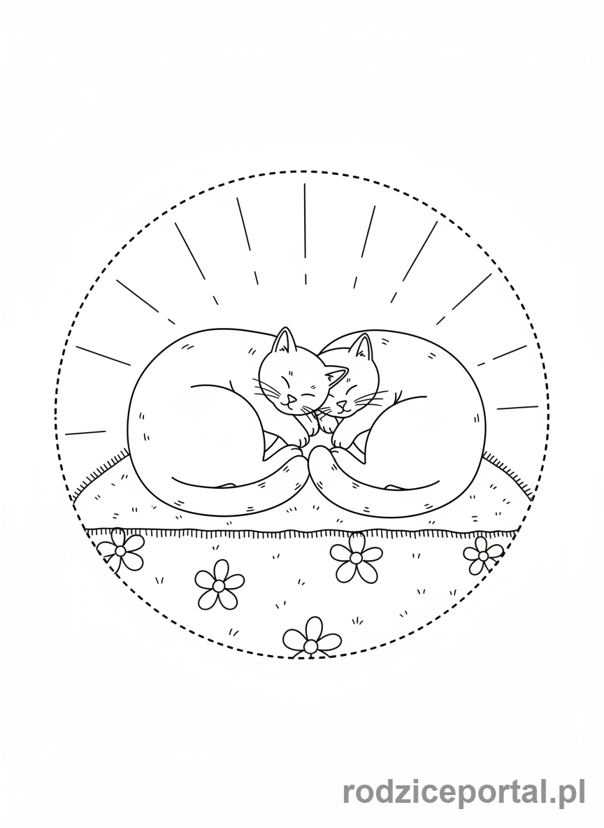 Kolorowanka Harmonia - Koty śpiące w słońcu
