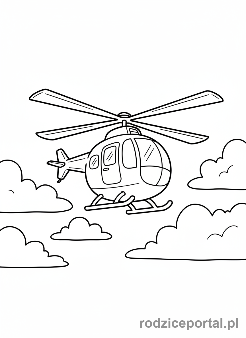 Kolorowanka Helikopter - Helikopter w chmurach
