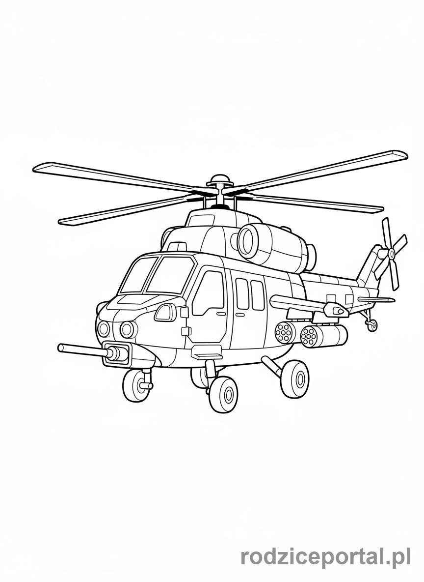 Kolorowanka Helikopter - Helikopter wojskowy