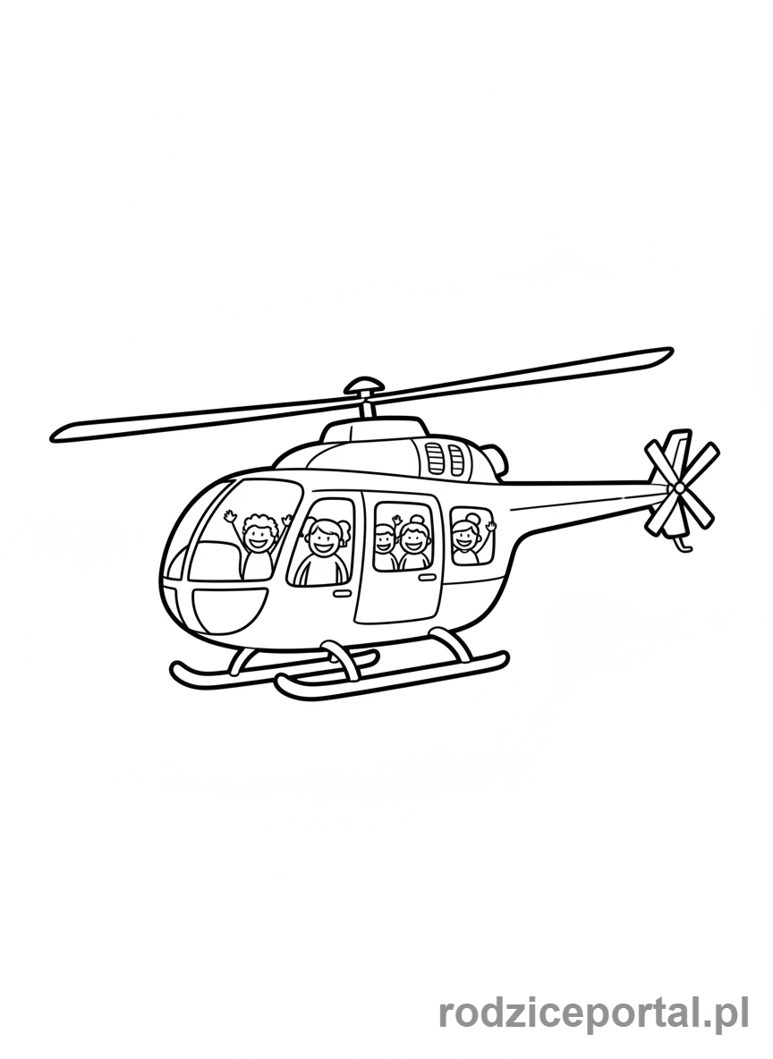Kolorowanka Helikopter - Helikopter z pasażerami