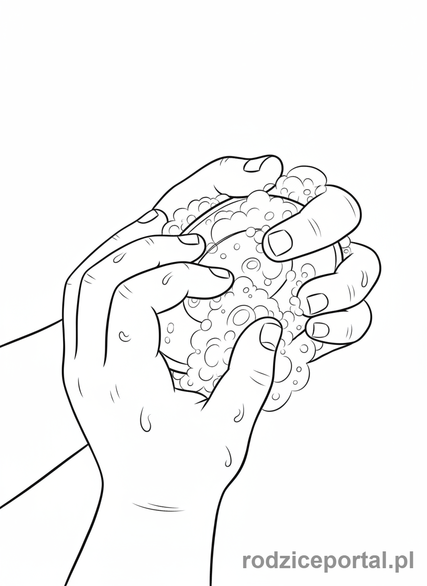 Kolorowanka Higiena - Dziecko używa mydła