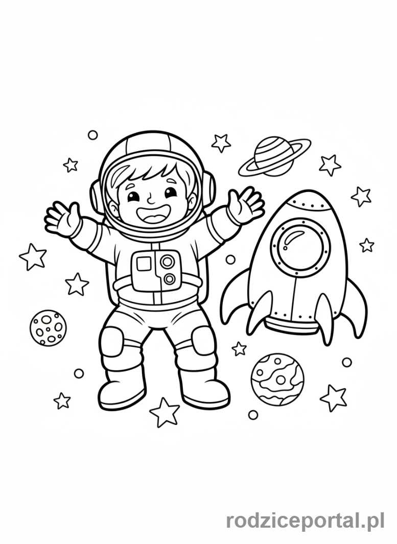 Kolorowanka Historia Dla Dzieci - Astronauta w kosmosie